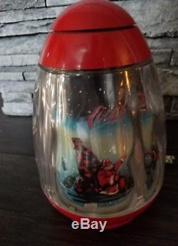 Vtg Coca Cola Christmas Lamp Moving Light Santa Sleigh Reindeer Coke Bottle