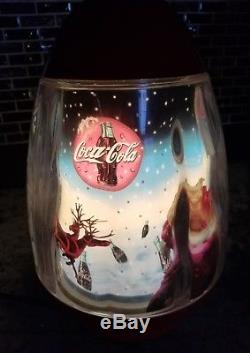 Vtg Coca Cola Christmas Lamp Moving Light Santa Sleigh Reindeer Coke Bottle