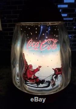 Vtg Coca Cola Christmas Lamp Moving Light Santa Sleigh Reindeer Coke Bottle
