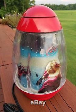 Vtg Coca Cola Christmas Lamp Moving Light Santa Sleigh Reindeer Coke Bottle
