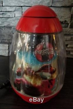 Vtg Coca Cola Christmas Lamp Moving Light Santa Sleigh Reindeer Coke Bottle