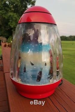 Vtg Coca Cola Christmas Lamp Moving Light Santa Sleigh Reindeer Coke Bottle