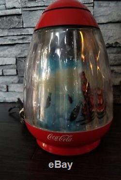 Vtg Coca Cola Christmas Lamp Moving Light Santa Sleigh Reindeer Coke Bottle