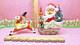 Vtg Dickson Holly Berry Christmas Santa Sleigh With Rudolph Reindeer Trees Bells
