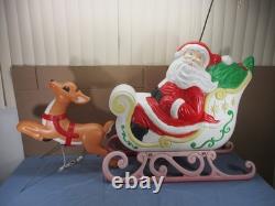 Vtg ENORMOUS Santa Claus Sled & Reindeer Lighted Christmas Blow Mold REDUCED $