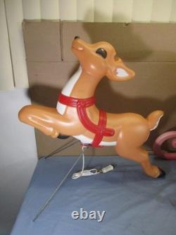 Vtg ENORMOUS Santa Claus Sled & Reindeer Lighted Christmas Blow Mold REDUCED $