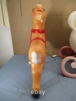 Vtg ENORMOUS Santa Claus Sled & Reindeer Lighted Christmas Blow Mold REDUCED $