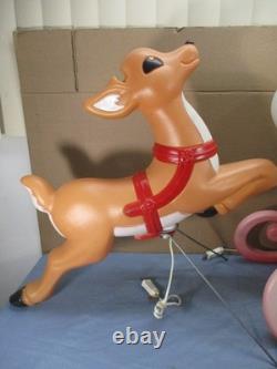 Vtg ENORMOUS Santa Claus Sled & Reindeer Lighted Christmas Blow Mold REDUCED $