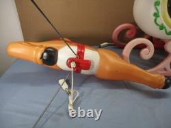Vtg ENORMOUS Santa Claus Sled & Reindeer Lighted Christmas Blow Mold REDUCED $