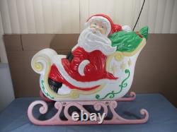 Vtg ENORMOUS Santa Claus Sled & Reindeer Lighted Christmas Blow Mold REDUCED $