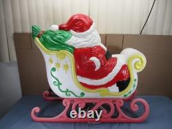 Vtg ENORMOUS Santa Claus Sled & Reindeer Lighted Christmas Blow Mold REDUCED $