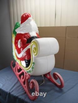 Vtg ENORMOUS Santa Claus Sled & Reindeer Lighted Christmas Blow Mold REDUCED $