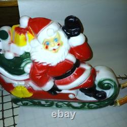 Vtg Empire Santa Sleigh & 2 Reindeer Blow Mold Christmas Light Up Figure 22 inch