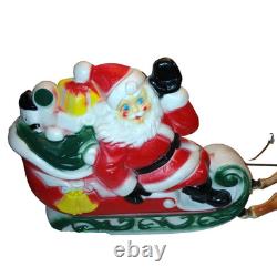 Vtg Empire Santa Sleigh & 2 Reindeer Blow Mold Christmas Light Up Figure 22 inch