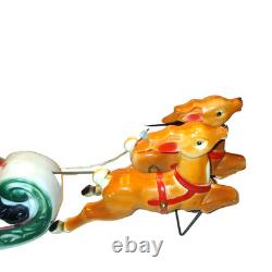 Vtg Empire Santa Sleigh & 2 Reindeer Blow Mold Christmas Light Up Figure 22 inch