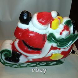 Vtg Empire Santa Sleigh & 2 Reindeer Blow Mold Christmas Light Up Figure 22 inch