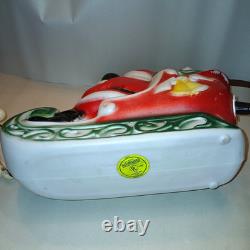 Vtg Empire Santa Sleigh & 2 Reindeer Blow Mold Christmas Light Up Figure 22 inch