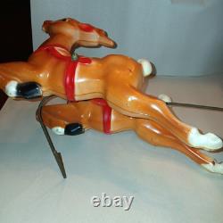 Vtg Empire Santa Sleigh & 2 Reindeer Blow Mold Christmas Light Up Figure 22 inch