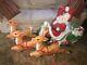 Vtg Empire Santa Sleigh & 3 Reindeer Blow Mold Christmas Light Yard Decoration