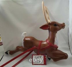 Vtg General Foam Lighted Reindeer Blow Mold Santa Sled Outdoor Christmas read? A