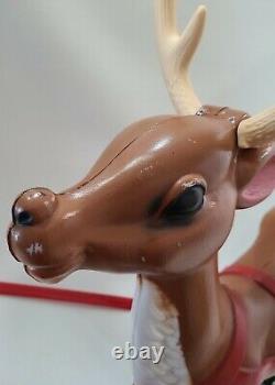 Vtg General Foam Lighted Reindeer Blow Mold Santa Sled Outdoor Christmas read? A