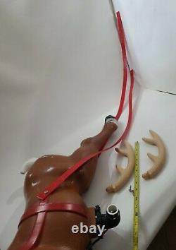 Vtg General Foam Lighted Reindeer Blow Mold Santa Sled Outdoor Christmas read? A