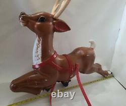 Vtg General Foam Lighted Reindeer Blow Mold Santa Sled Outdoor Christmas read? C
