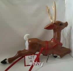 Vtg General Foam Lighted Reindeer Blow Mold Santa Sled Outdoor Christmas read? G
