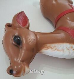 Vtg General Foam Lighted Reindeer Blow Mold Santa Sled Outdoor Christmas read? H