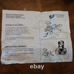 Vtg General Foam Plastics Light Up 22 Santa, Sleigh & Reindeer Blow Mold In Box