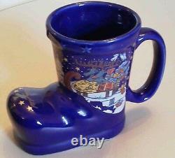 Vtg German Boot Christmas Mug Santa sleigh and reindeer Traditional holiday