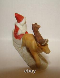 Vtg Germany Porcelain Christmas Snowbaby Santa Claus Sleigh Reindeer Snowed Base