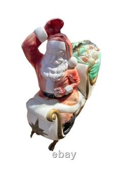 Vtg Grand Venture Christmas Mold Santa Sleigh! Light Works! Incl Reins! Large