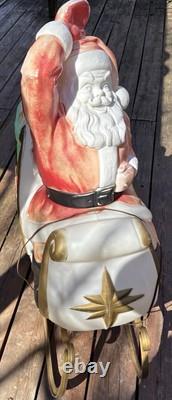 Vtg Grand Venture Christmas Mold Santa Sleigh! Light Works! Incl Reins! Large