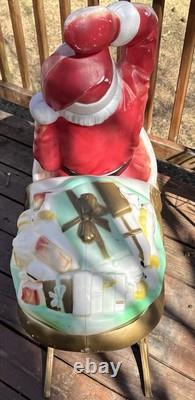Vtg Grand Venture Christmas Mold Santa Sleigh! Light Works! Incl Reins! Large