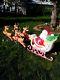 Vtg Grand Venture Santa In Sleigh With 4 Reindeer Blow Mold Christmas Decoration