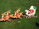 Vtg Grand Venture Santa In Sleigh With4 Reindeer Blow Mold Christmas Decoration