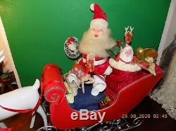 Vtg Harold Gale SANTA In SLEIGH REINDEER Rare Advertising COUNTER STORE DISPLAY