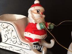 Vtg Holt Howard Santa on sleigh with reindeer candle holders MCM Christmas Japan