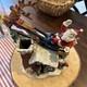 Vtg J&e Stevens Cast Iron Mechanical Bankhappy Holiday Santa Sleigh & Reindeer