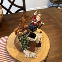 Vtg J&E Stevens Cast Iron Mechanical BankHAPPY HOLIDAY Santa Sleigh & Reindeer