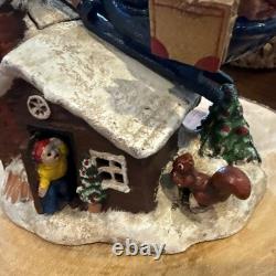 Vtg J&E Stevens Cast Iron Mechanical BankHAPPY HOLIDAY Santa Sleigh & Reindeer