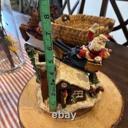 Vtg J&E Stevens Cast Iron Mechanical BankHAPPY HOLIDAY Santa Sleigh & Reindeer