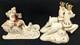 Vtg Johanna Calif Sitting Santa Spaghetti Trim 22k Gold Withsleigh & Reindeer Rare
