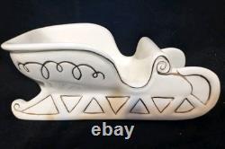 Vtg Johanna Calif Sitting Santa Spaghetti Trim 22k Gold withSleigh & Reindeer RARE Vtg Johanna Calif Sitting Santa Spaghetti Trim 22k Gold withSleigh & Reindeer RARE