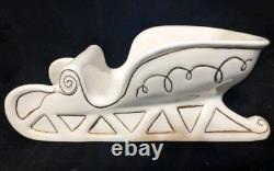 Vtg Johanna Calif Sitting Santa Spaghetti Trim 22k Gold withSleigh & Reindeer RARE