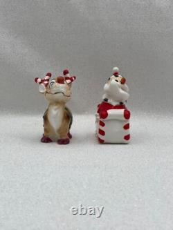 Vtg Kreiss Santa in Sleigh Rudolph Reindeer Salt Pepper Shaker Figurines