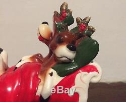 Vtg Kreiss Xmas figurine Santa pulling reindeer asleep in sleigh. Rare. Japan