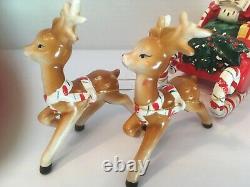 Vtg Lefton Shopper Girl In Santa Sleigh 2 Reindeer Label 1957 MCM 80136 Stamped