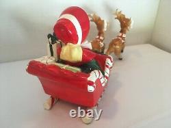Vtg Lefton Shopper Girl In Santa Sleigh 2 Reindeer Label 1957 MCM 80136 Stamped